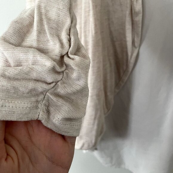 Moa Moa beige white top cardigan sweater collared rayon shirt classic business - Picture 4 of 6